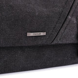 黑色帆布休閒斜拉鍊設計雙搭扣帶翻蓋耐用中性款斜背包
