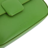 綠色彷皮極簡幾何風格圓角正方形磁扣翻蓋斜背包
