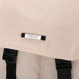 米白色尼龍雙搭扣帶翻蓋設計前拉鍊口袋大容量中性款後背包