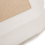 白色彷皮層次感編織面方正形翻蓋設計側背包