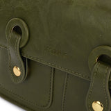 綠色彷皮雲石紋雙孔眼扣帶設計復古風格色彩圖案肩帶手提斜背包