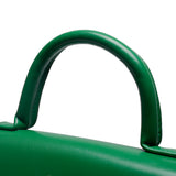 綠色彷皮竹竿形轉扣設計翻蓋款手提斜背包