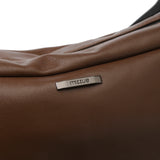 棕色彷皮柔軟細膩質料簡約休閒拉鍊斜背包