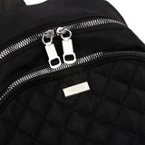 黑色尼龍高貴感菱格絎縫拉鍊口袋設計大容量後背包