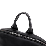 黑色彷皮前拉鍊口袋設計大容量後背包