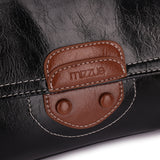 黑色彷皮復古風格鎖孔飾面磁扣翻蓋兩用手提斜背包