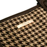 棕色彷皮帶子設計千鳥格紋布料子母托特包