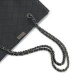 黑色彷皮菱格絎縫高貴精簡大容量托特包